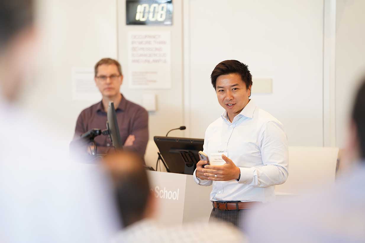 Professor Dan Wang in the classroom during The Future of Prediction - The Social Consequences of Algorithmic Forecast event