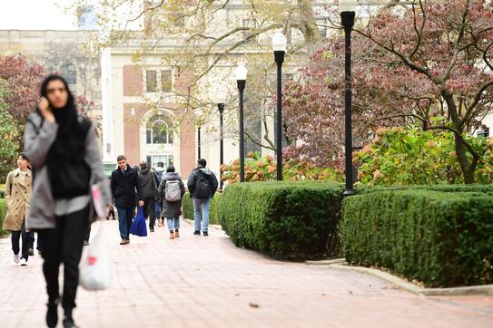 Students walking on campus